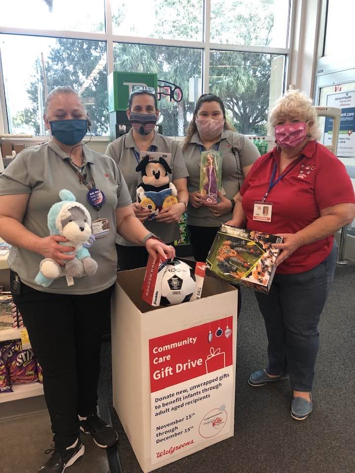 Lodge members volunteering at a community gift drive